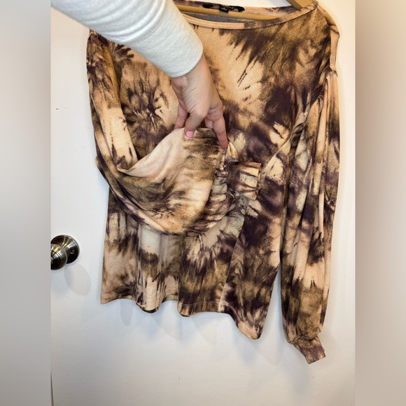 Zac & Rachel women’s brown tie dye oversized top with balloon sleeve size smalll - Picture 4 of 13